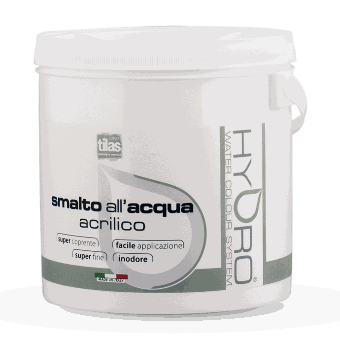 Barattolo Smalto all'acqua acrilico — Per ferro, alluminio, lamiera zincata e legno — disponibile lucido, satinato e opaco